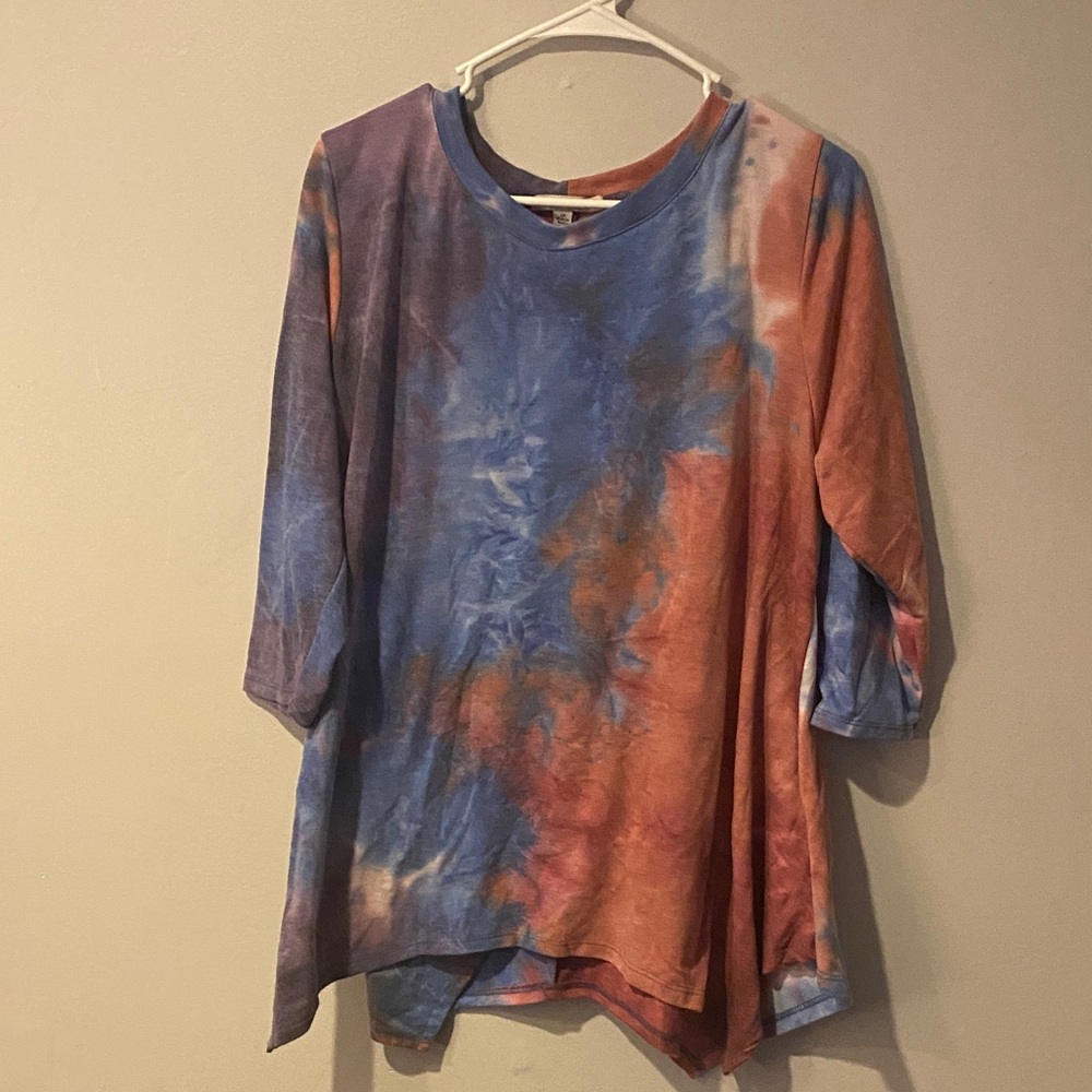 Green Envelope Blue and red Tie-Dye Tunic